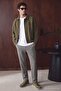 Açık Haki Beli Lastikli Esnek Kumaş Dar Paça Likralı Slim Fit Örme Erkek Pantolon TMNAW27PL00012 - 2