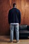 Plus Size Dark Navy Oversize/Wide Cut Waffle Textured Thin Cardigan/Sweatshirt Tmnaw27Ao00008 - 4