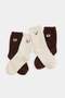 Ecru-Brown 2-Pair Cotton Blend Printed Jacquard Knitted Socks Thmaw27Co00006