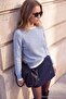 Wardrobe Essentials Mavi Yumuşak Dokulu Renk Bloklu Bisiklet Yaka Triko Kazak TWOAW27KZ00188 - 3