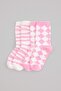 Pink 2-Piece Cotton Blend Printed Jacquard Knitted Socks Thmaw27Co00006