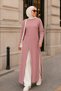 Pink Long Slit Detailed Tunic |   Crew Neck Long Hijab Tunic |   Comfortable Fit Long Sleeve Tunic with Side Slits |   Casual Stylish Women's Tops