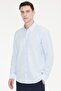 Men's Light Blue 100% Cotton Oxford Slim Fit Buttoned Collar Flamed Shirt - 4
