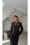 Striped Padded Lined Jacket with Neck Accessory and Skirt Women's Special Occasion Casual Two-Piece Set - 8