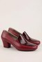 Genuine Leather Short Heeled Shoes Vdt.61 Burgundy Croco - 5