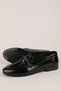 Women's Black Genuine Leather Loafer Shoes with Metal Accessories Hl.33201 Black Patent Leather - 2