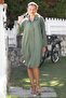 Khaki Shirt Collar Buttoned Long Sleeve Pocket Peacock Embroidered Cotton Woven Casual Dress - 6