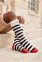 Girl's ecru knee-high school socks with 3d eye detail