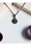 Oval Pendant with Zircon Stones and Pearl Inlay
