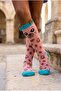 Girl's Dog Patterned Knee Socks Pink - 3