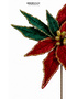 Christmas Ornament Ponsetya Branch with Gold Glitter Red-Green 50 cm - 3