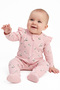 Baby Girl Pink and White Floral Ruffle Zippered Jumpsuit 0-3 Months