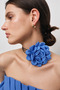 Blue Color Rose Detailed String Choker Necklace