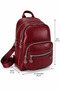Women's Burgundy 4-Compartment Soft Leather Zippered Backpack – Adjustable Strap with Leather Detail - 5