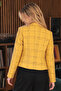 Women's Mustard-Black Double Breasted Collar Tweed Crop Jacket Arm-24K 001014 - 2