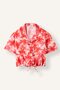 Patterned Crop Short Sleeve Shirt Girls D7640A825Sm