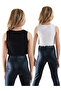 Girl's Black and White Crop Undershirt Set of 2 - 2
