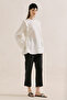 Linen Tunic with Tie-Up Sleeves Ecru - 5