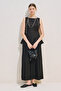 Linen Sleeveless Blouse with Binding Details Black