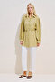 Linen Mixed Balloon Sleeve Long Tunic Green - 5