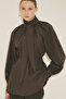 Tie-Neck Blouse Brown