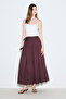 Pleated Wide Skirt Plum - 3