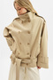 Belted High-Collar Short Trench Coat Sand
