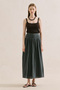 Muslin Embroidered Draped Skirt Dark Green - 2