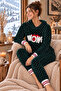 Velvet Wow Pop Art Women's Home Set - Dark Green