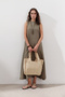Linen Tight Wide Dress Khaki - 3