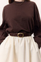 Antique Buckle Oval Leather Belt Brown - 3