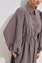 Draped Waist Adjustable Balloon Sleeve Dress Gülkurusu - 6