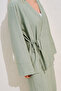 Textured Tie-Up Kimono Blouse Green - 4