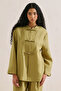 Linen Design Tie-Up Jacket Oil Green - 4