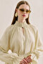 Gi̇peli̇ Linen Balloon Sleeve Blouse Yellow - 4
