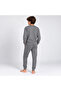 Young Men's Cotton Collar Buttoned Pocketed Gift Dark Gray Color Bottom Top Pajama Set Al007 V2 Bb243 - 3
