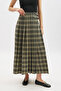 Plied Belted Plaid Skirt Camel - 5