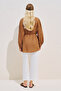 Linen Mixed Balloon Sleeve Long Tunic Tile Print - 8