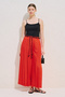 Linen Blend Wide Pleated Pants Red