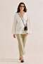 Poplin Wide Sleeves V-Neck Shirt Ecru