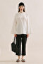Linen Tunic with Tie-Up Sleeves Ecru - 2