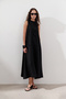 Linen Tie-Dye Wide Dress Black - 5