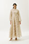 Puffy Floral Long Sleeve Evening Dress Pearl
