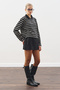 Polo Neck Striped T-Shirt Black - 7