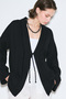 Muslin Wide Sleeve Kimono Black - 5