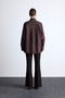 Pi̇le detail o Oversized shirt brown - 8