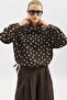 High Collar Detailed Shirt Brown-Polka Dot - 6