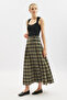 Plied Belted Plaid Skirt Camel - 4