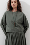 Cotton Crop Long Sleeve Bluz Pine Green - 6