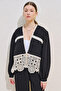 Lace-Detail Muslin Bluz Black